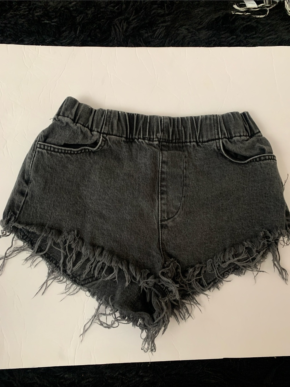 Forever 21 Black Washed Frayed Denim Shorts